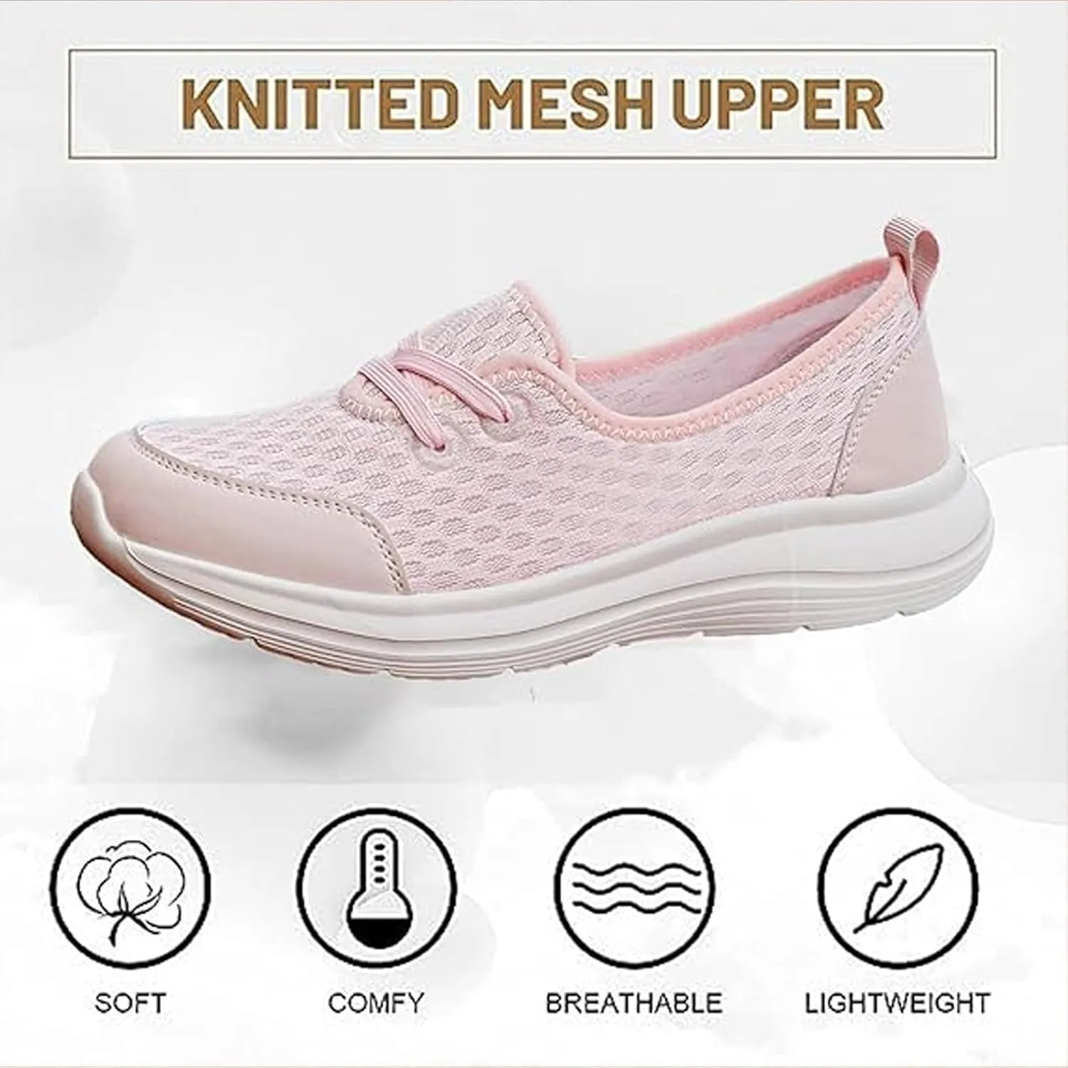 Women's Soft Sole Mesh Comfort Orthopedic Shoes, Comfortable Walking Shoes Women Arch Support, Casual Slip-on Shoes, Low-top Flat Arch Support Walking Shoes