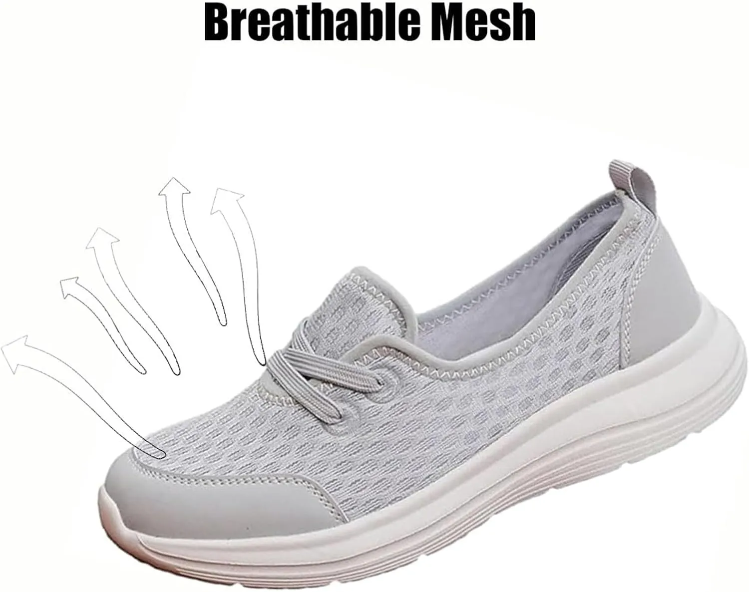 Women's Soft Sole Mesh Comfort Orthopedic Shoes, Comfortable Walking Shoes Women Arch Support, Casual Slip-on Shoes, Low-top Flat Arch Support Walking Shoes