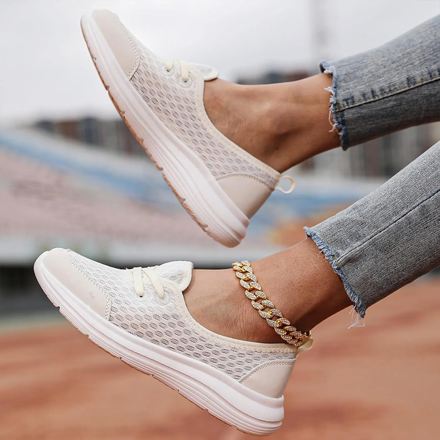 Women's Soft Sole Mesh Comfort Orthopedic Shoes, Comfortable Walking Shoes Women Arch Support, Casual Slip-on Shoes, Low-top Flat Arch Support Walking Shoes