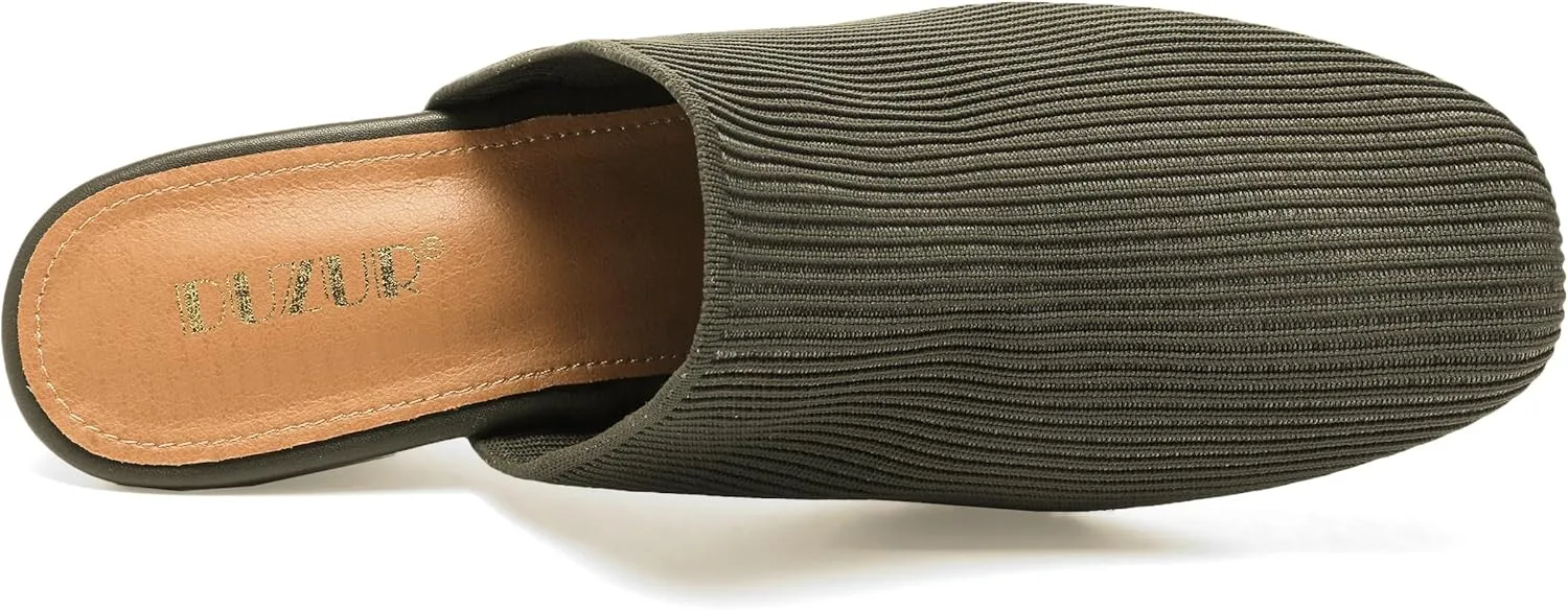 Womens Stacked Heel Wedges Knitted Heeled Mules,Ladies High Heel Slip on Comfortable Trendy Dressy Casual Fancy Holiday Going Out Everyday Crochet Elegant Shoe