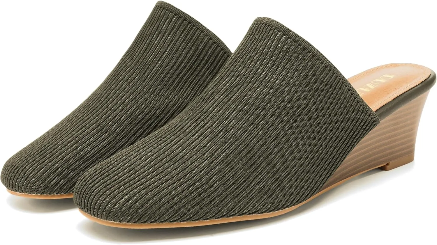 Womens Stacked Heel Wedges Knitted Heeled Mules,Ladies High Heel Slip on Comfortable Trendy Dressy Casual Fancy Holiday Going Out Everyday Crochet Elegant Shoe