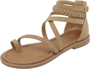 Women's Strap Flat Flip Flops with Arch Support 2025 Summer Fashion Open Toe Casual Backless Fish Mouth Ring Toe Bohemian Comfortable Sandals Casual Comfortable Summer Backless Mules Adjustable Slide