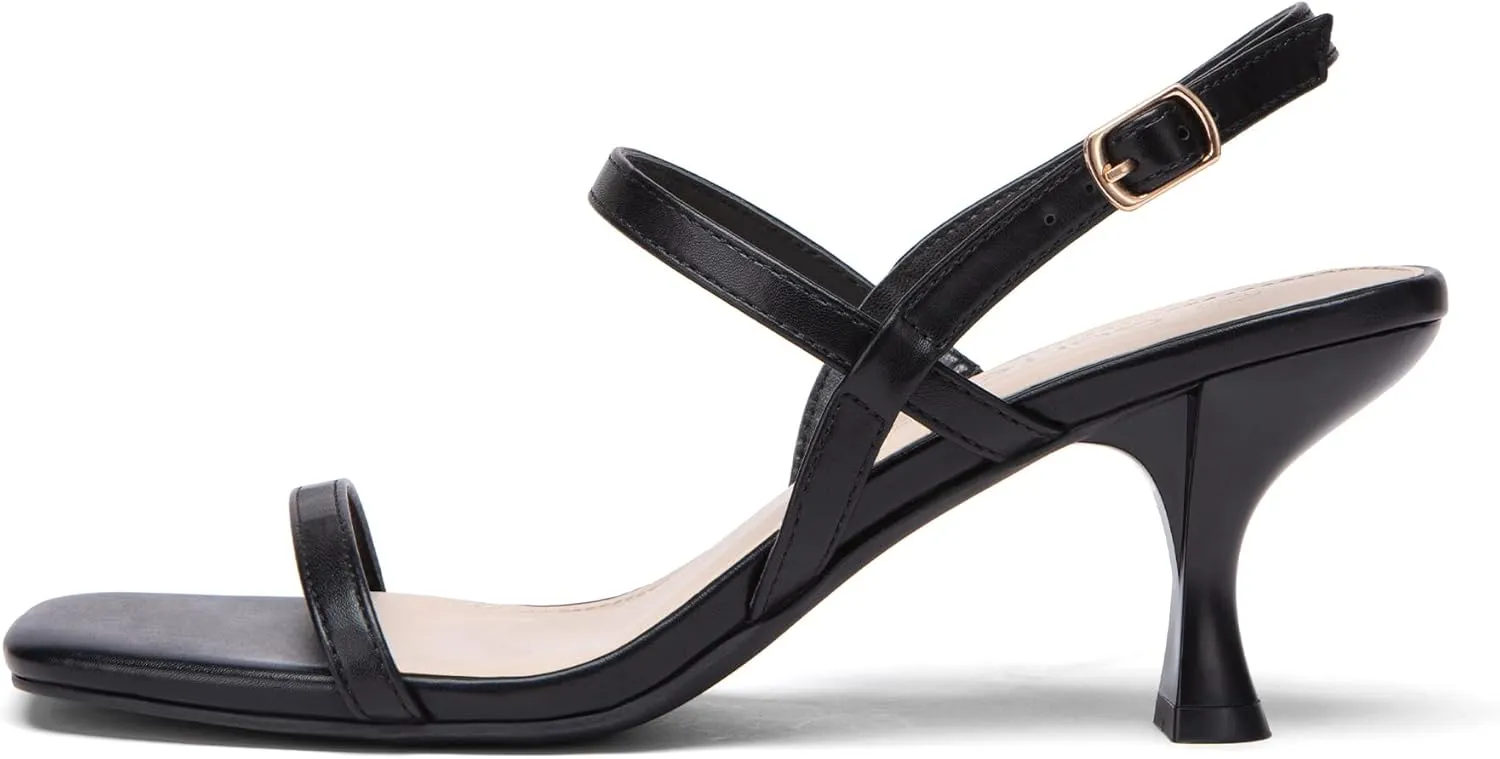 Women's Strappy Kitten Heel Sandals Square Open Toe Low Heel Buckle Ankle Strap Comfortable Fashion Wedding Party Dressy Shoes