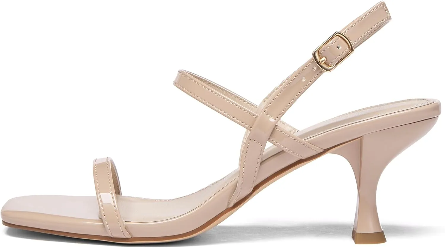 Women's Strappy Kitten Heel Sandals Square Open Toe Low Heel Buckle Ankle Strap Comfortable Fashion Wedding Party Dressy Shoes