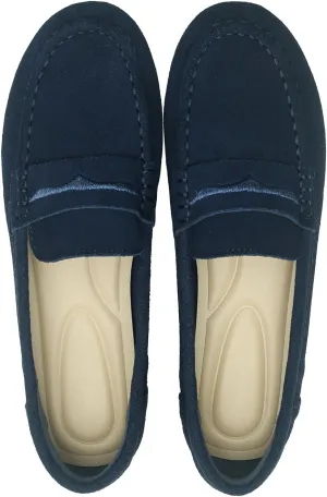 Women's Suede Leather Driving Loafers Comfortable and Elegant Mocasin Shoes Penny Shoes
