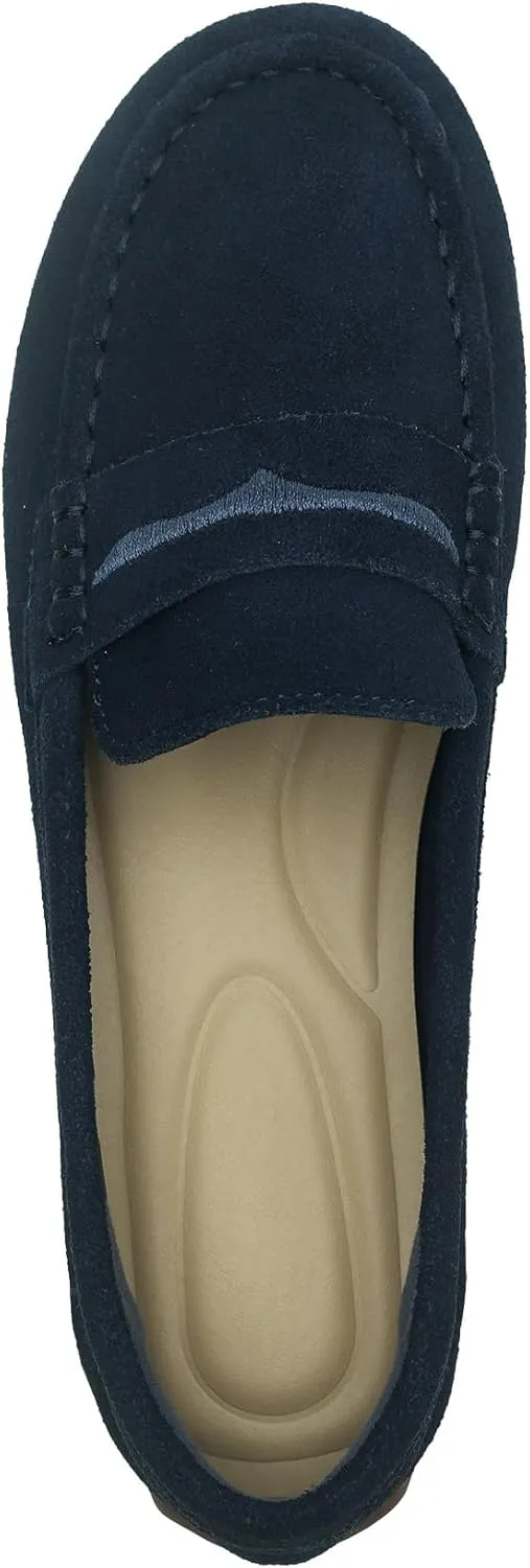Women's Suede Leather Driving Loafers Comfortable and Elegant Mocasin Shoes Penny Shoes