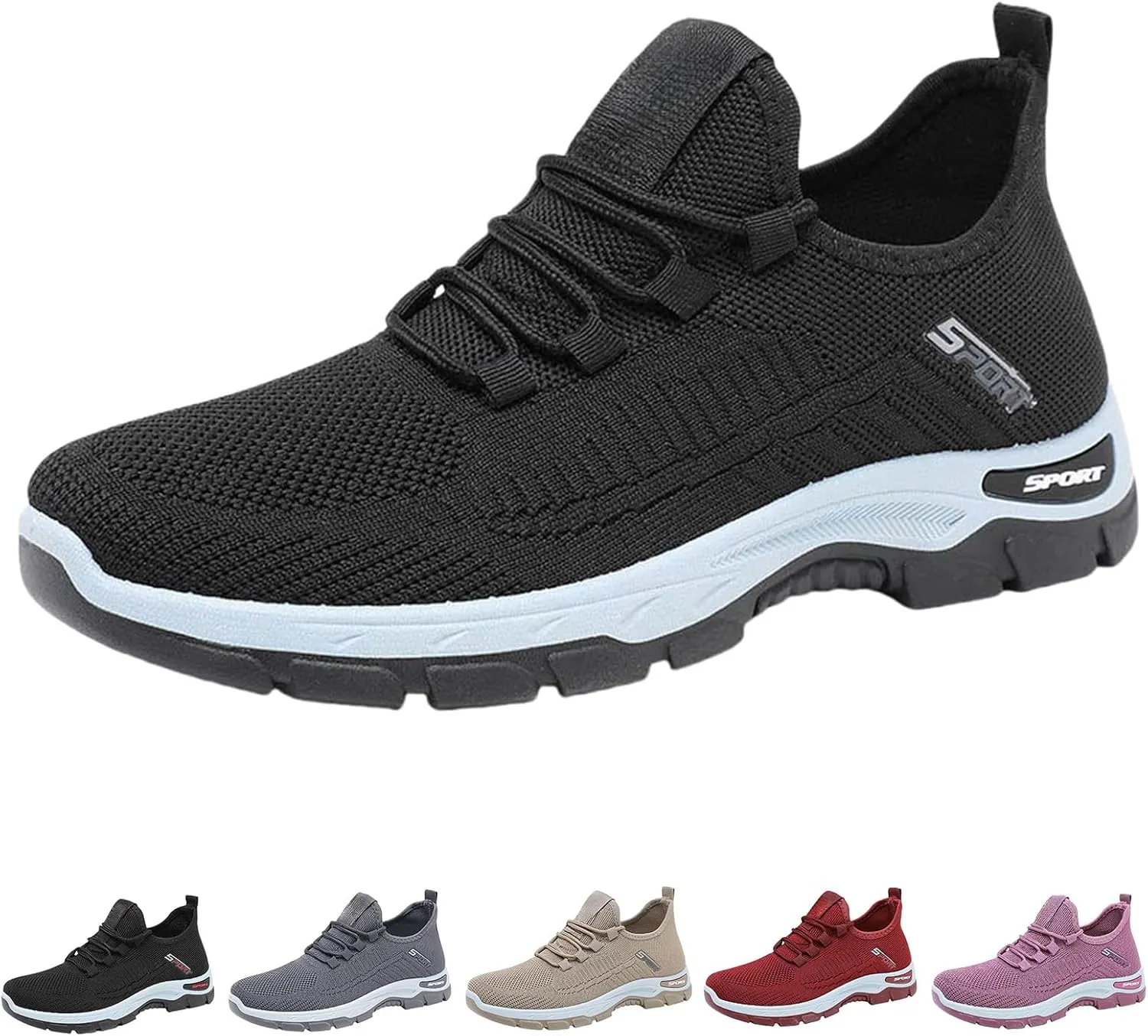 Women's Summer Breathable Walking Non Slip Sneakers Running Shoes Arch Support Walking Shoes Tennis Diabetes Breathable Gym Workouts Sneakers Lightweight Sports Fashion Casual Shoe