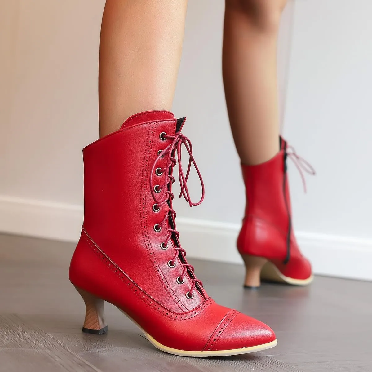 Women's Vintage Victorian Boots Kitten Heel Ankle Boots for Women