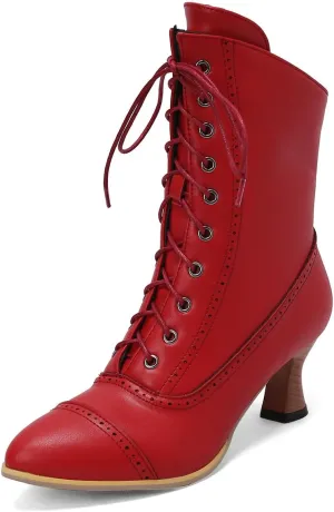 Women's Vintage Victorian Boots Kitten Heel Ankle Boots for Women