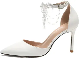 Women's Wedding Tassel Chain High Heel Sandals, Thin Heel Bridal Party Shoes