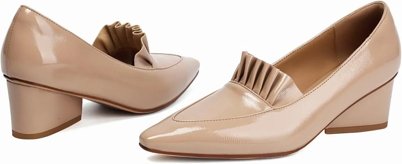 Women's Wedge Heel Pumps Patent Leather Low Heel Dress Shoes