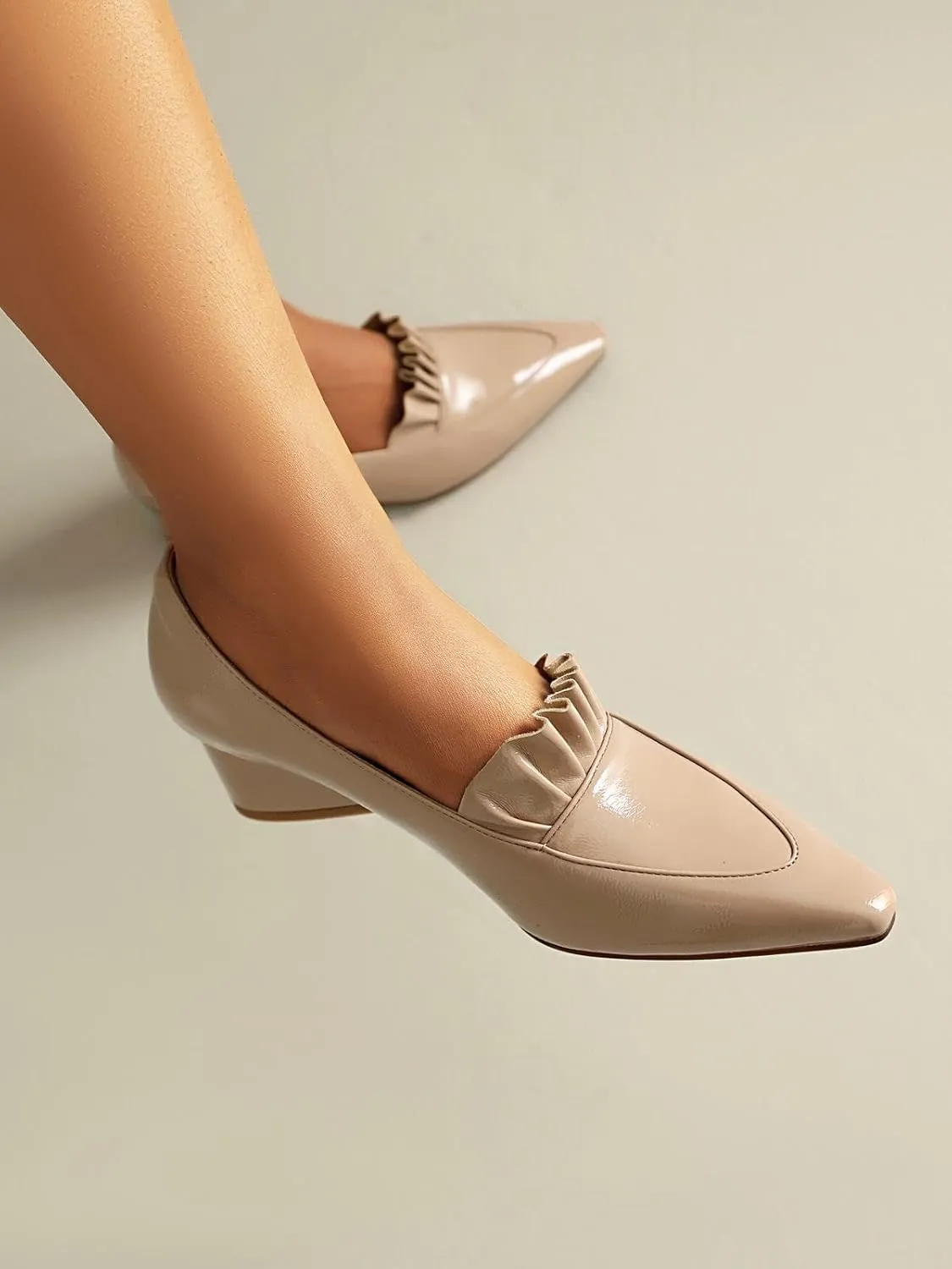 Women's Wedge Heel Pumps Patent Leather Low Heel Dress Shoes