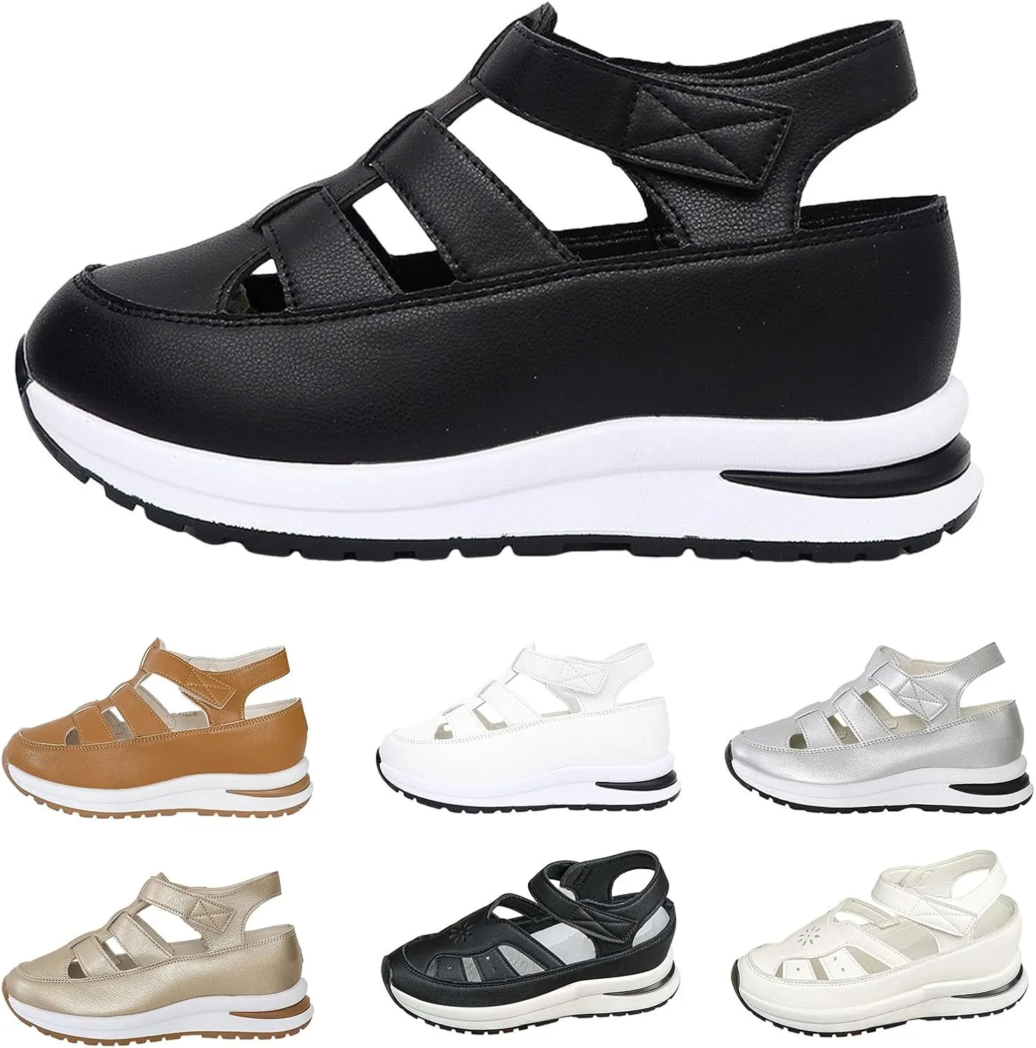 Women's Wedges Sandals Breathable Comfortable Platform Closed Toe Non Slip Sneakers Casual Hollow Out Sandals