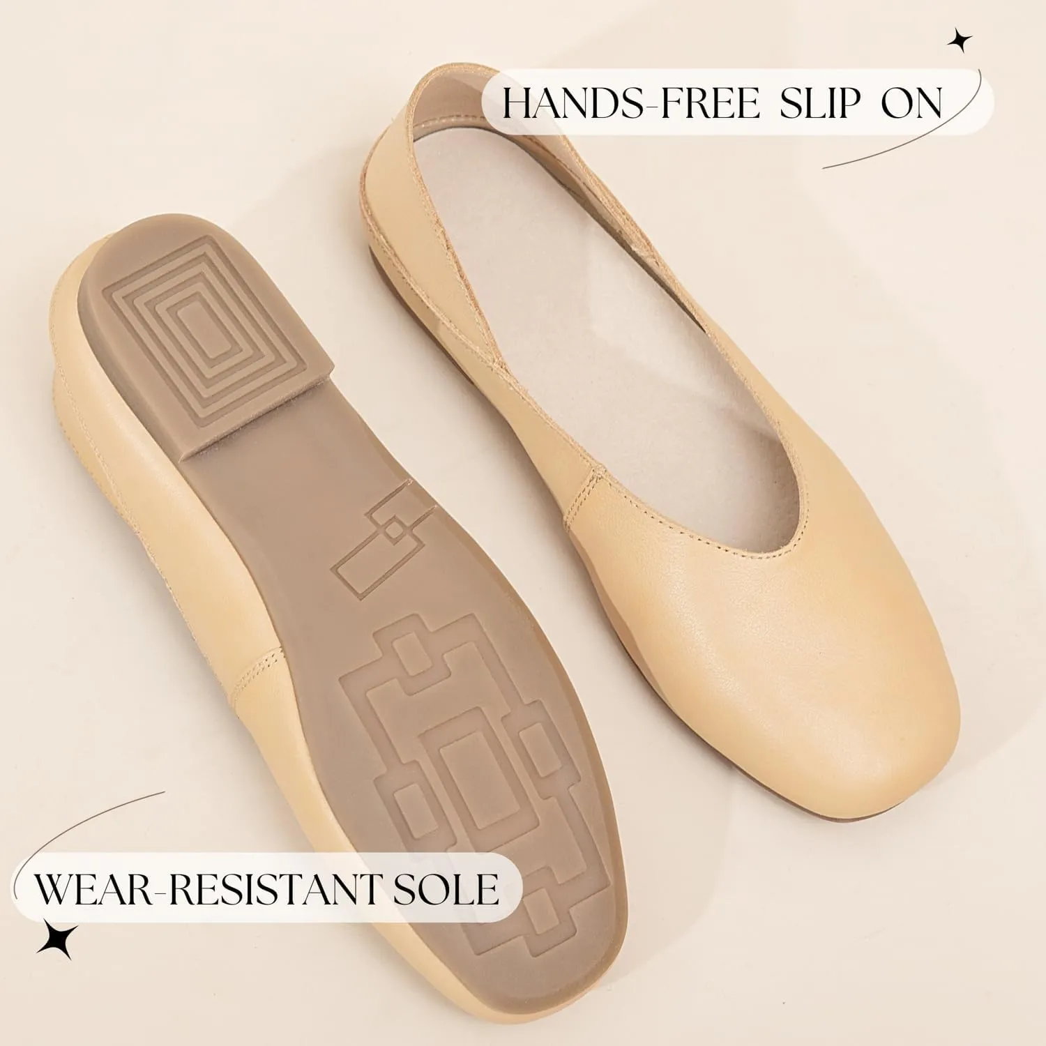 WONDERWAY Womens Foldable Ballet Flats, Comfortable Flat Breathable Ballet Shoes