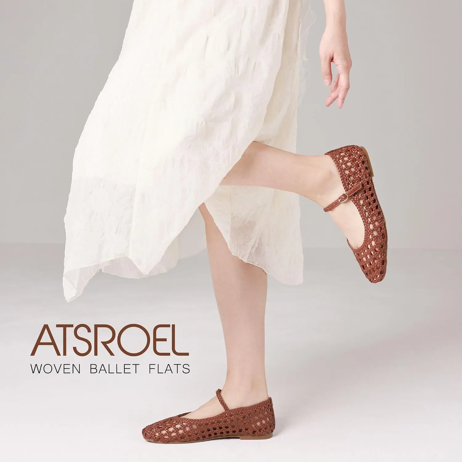 Woven Mesh Ballet Flats for Women Square Toe Mary Jane Flats Buckle Strap Flat Shoes Comfortable Ballerina Flats Dressy Mesh Shoes Casual Mary Janes for Women