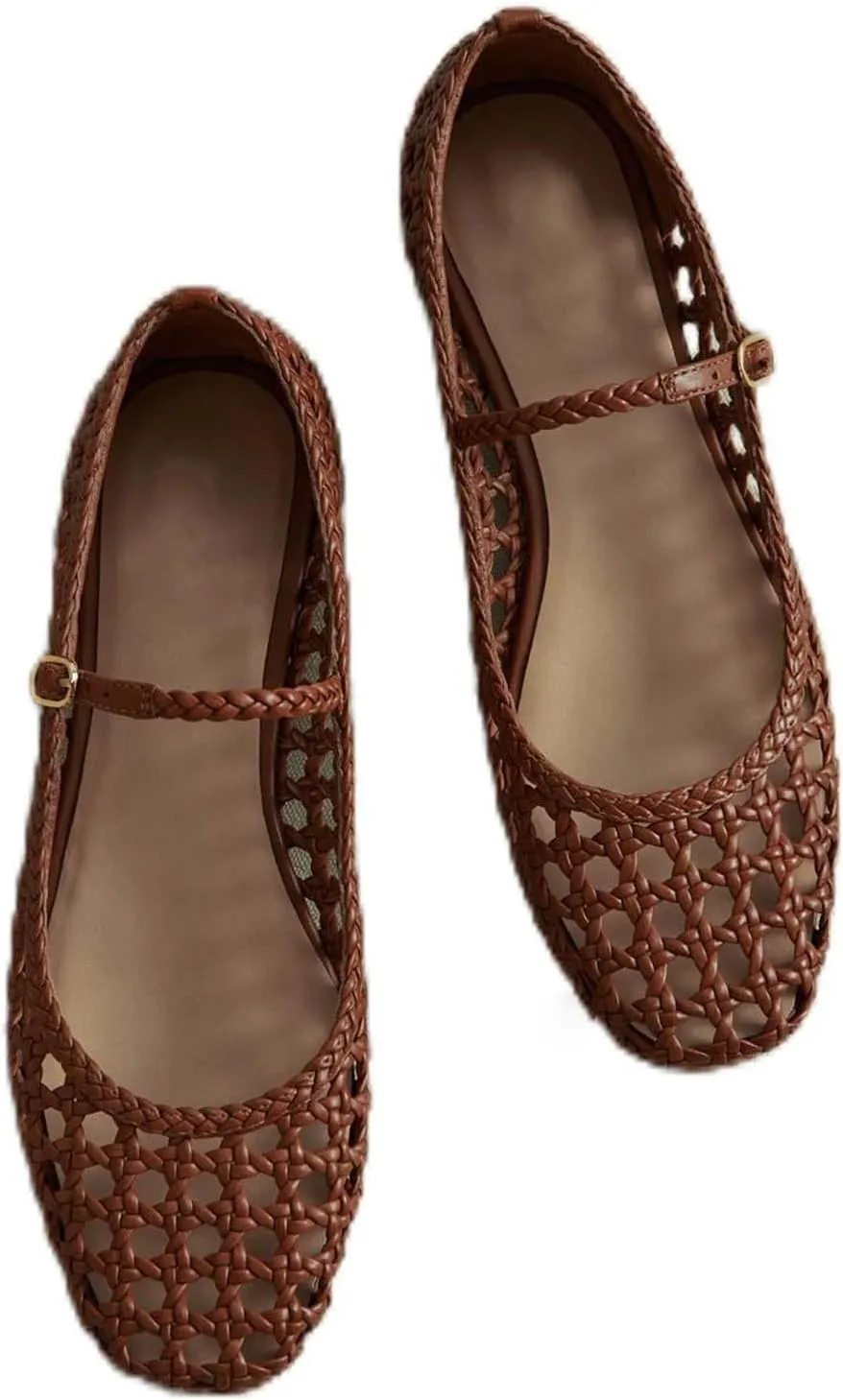Woven Mesh Ballet Flats for Women Square Toe Mary Jane Flats Buckle Strap Flat Shoes Comfortable Ballerina Flats Dressy Mesh Shoes Casual Mary Janes for Women