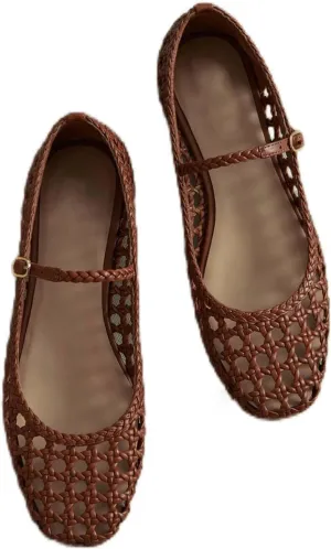 Woven Mesh Ballet Flats for Women Square Toe Mary Jane Flats Buckle Strap Flat Shoes Comfortable Ballerina Flats Dressy Mesh Shoes Casual Mary Janes for Women