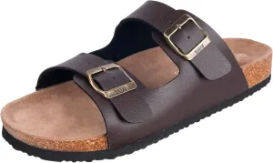 WTW Men's Cork Footbed Sandals Slip on Beach Slide Slipper Shoes with Adjustable Metal Buckle Strap for Men Causal Style