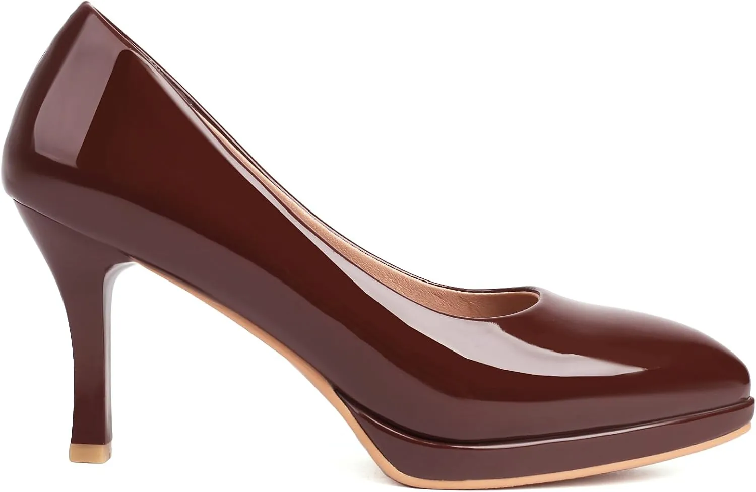 XIEDA Women's Pointed Toe Low Platform High Heels 3 Inch Patent Leather Pumps Classic Elegant for All Occasions