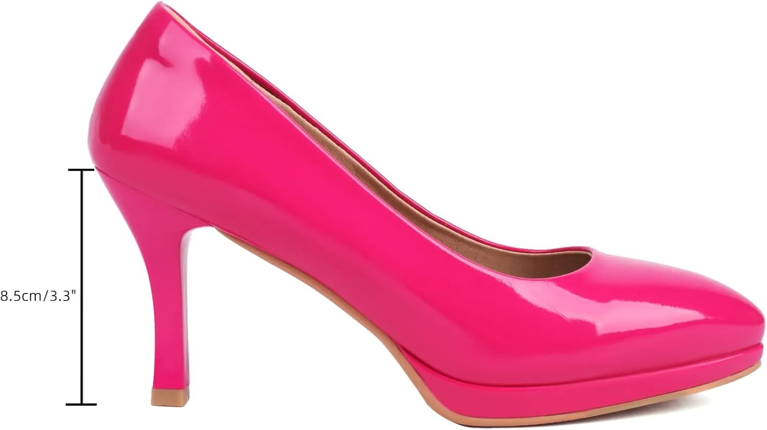 XIEDA Women's Pointed Toe Low Platform High Heels 3 Inch Patent Leather Pumps Classic Elegant for All Occasions