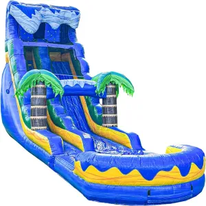 XJUMP 19’ Tall Surf Beach Lightweight Premium Marble Color Inflatable Single Lane Water Slide with Detachable Pool Commercial Grade Premium PVC Vinyl Outdoor Backyard with Blower