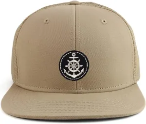 XXL Oversized Silver Anchor Patch Flatbill Mesh Snapback Cap