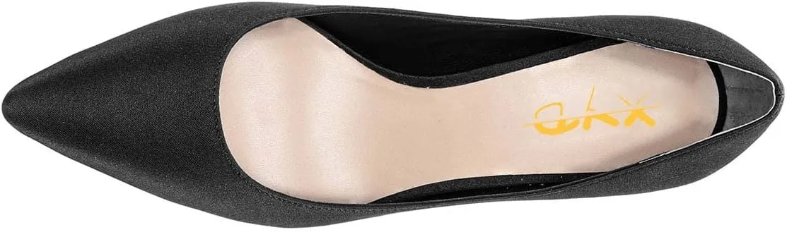 XYD Women Closed Pointy Toe Mid Scallop Shape Heel Pumps Slip On Dressy Cocktail Evening Party Event Shoes