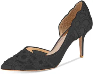 XYD Women Pointy Toe Crystal Studded Bridal Pumps High Heel Slip On D'Orsay Mesh Rhinestone Wedding Dress Shoes