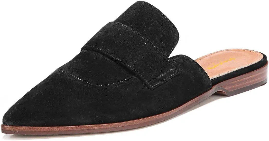 XYD Womens Retro Pointed Closed Toe Mule Flats Slip On Backless Dress Sandal Slides Comfortable Casual Walking Loafers Shoes