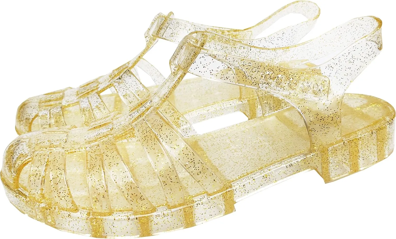 Yehopere Women's Jelly Sandals Retro T-Strap Glitter Flats Summer Beach Water Rain Shoes
