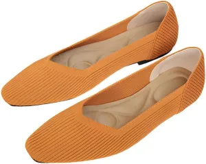 YING LAN Womens Knit Ballet Flats Shoes,Ladies Comfortable Dress Shoes Casual Slip On Soft Ballerina Walking Flats Shoes