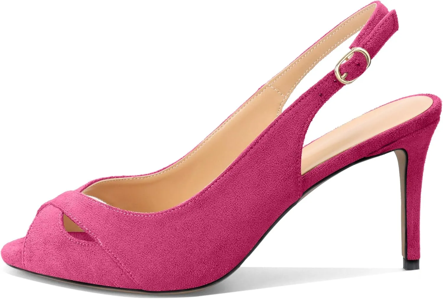 YODEKS Women's Slingback Heels Peep Toe Stiletto High Heel Pumps Sexy Wedding Party Casual 3.5 Inch Dress Shoes