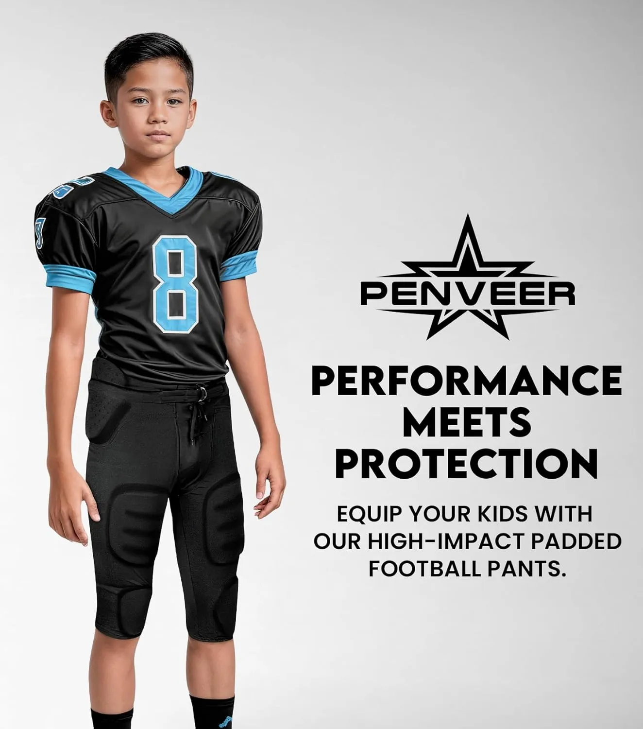 Youth Football Pants - Safety Integrated Comfortable Youth Football Practice Pants for Boys
