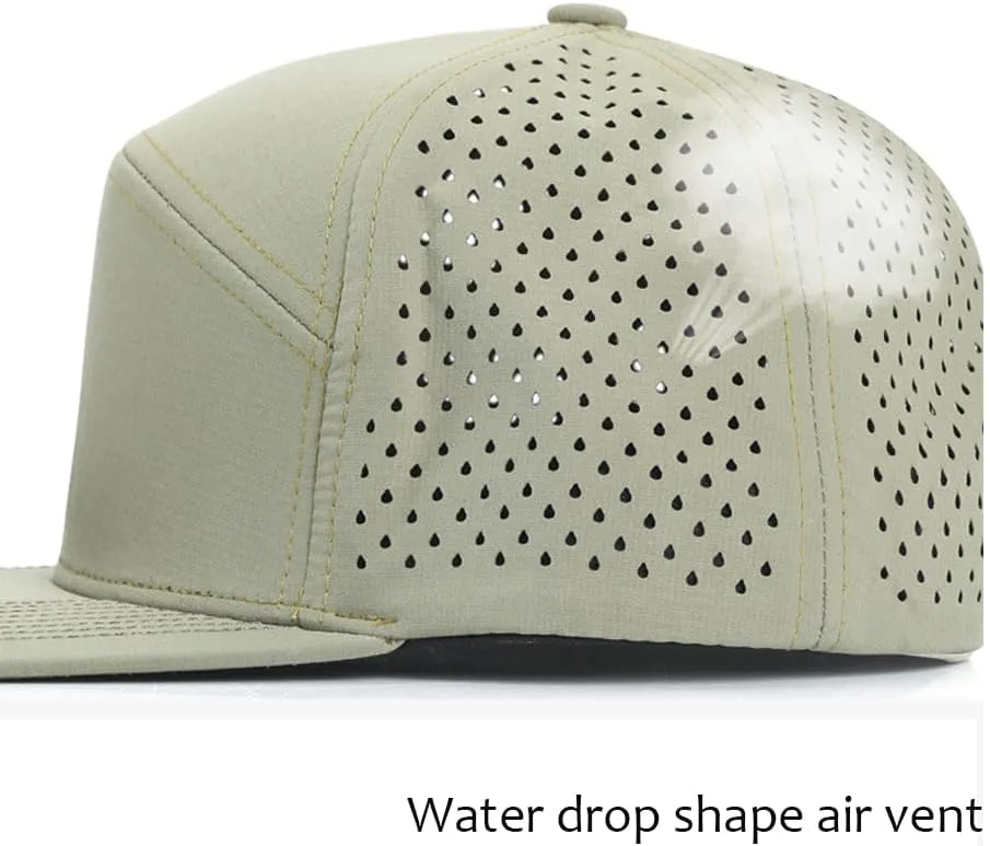 YuMENo Men's Flat Brim Baseball Cap Mesh Back Quick Dry Adjustable Performance Trucker Hats