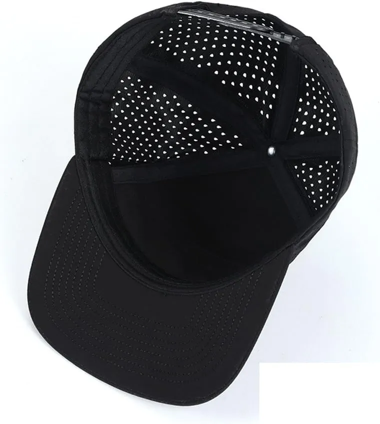 YuMENo Men's Flat Brim Baseball Cap Mesh Back Quick Dry Adjustable Performance Trucker Hats