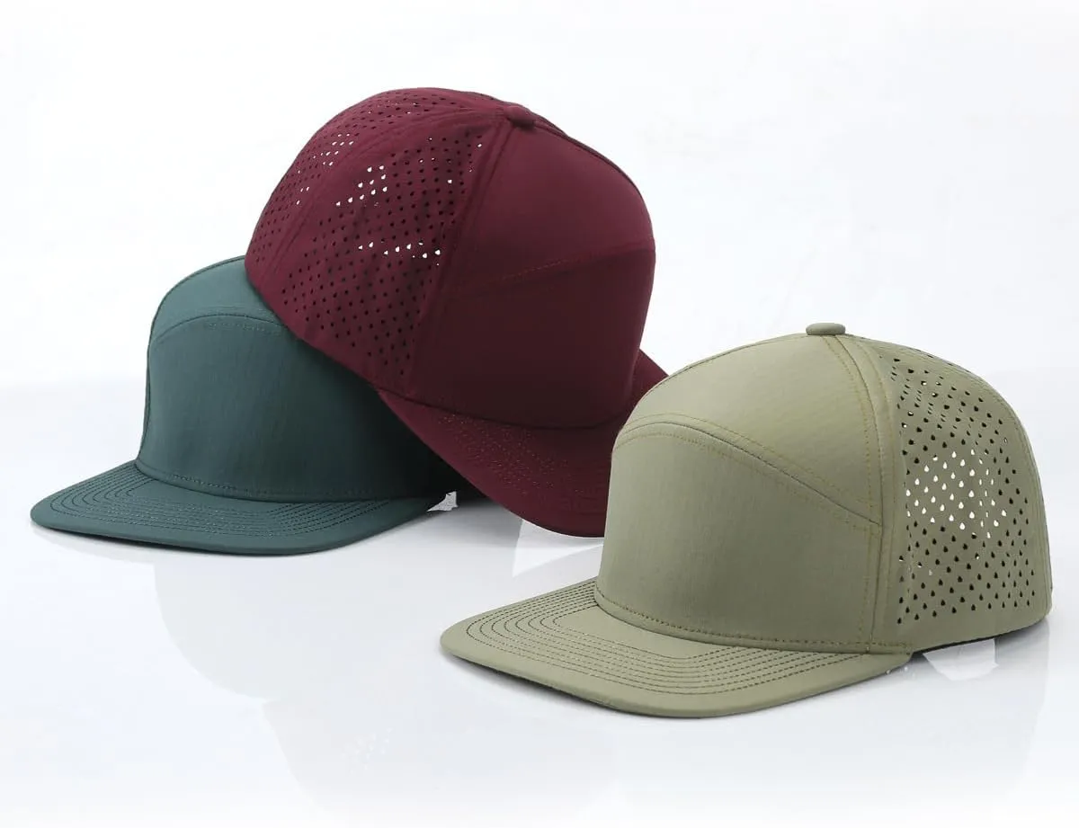 YuMENo Men's Flat Brim Baseball Cap Mesh Back Quick Dry Adjustable Performance Trucker Hats