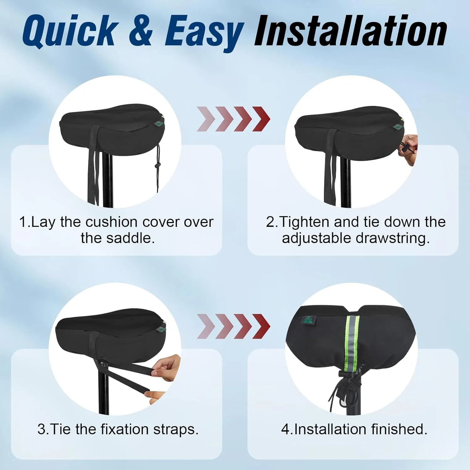 Zacro Bike Seat Cushion - Gel Padded Bike Seat Cover for Men Women Comfort, Extra Soft Exercise Bicycle Seat Compatible with Peloton, Outdoor & Indoor Bike Saddles
