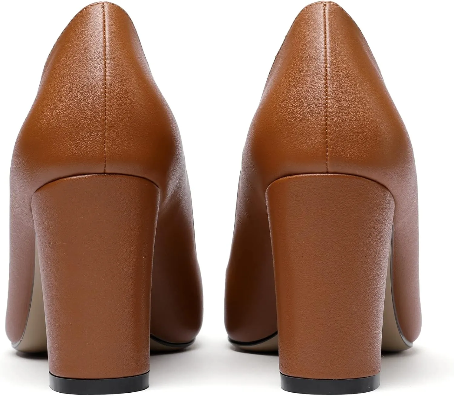 Zamikoo Women's Chunky Heel Pumps Pointy Toe Slip On Classic High Heel Shoes 3.35 Inches