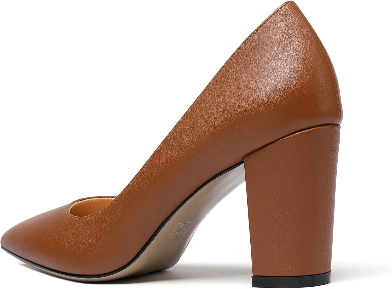 Zamikoo Women's Chunky Heel Pumps Pointy Toe Slip On Classic High Heel Shoes 3.35 Inches