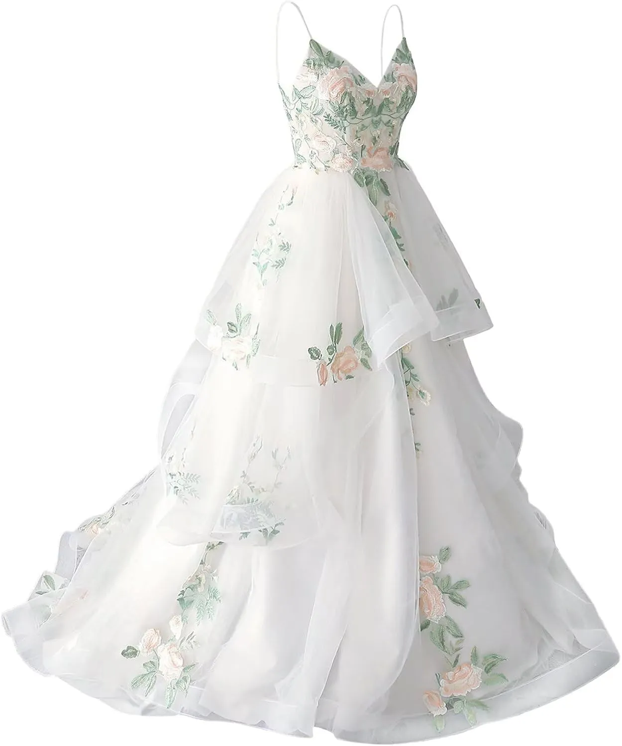 zcbang Lace Wedding Dresses for Bride Fairy Forest Colorful Elegant Bridal Dresses with Train