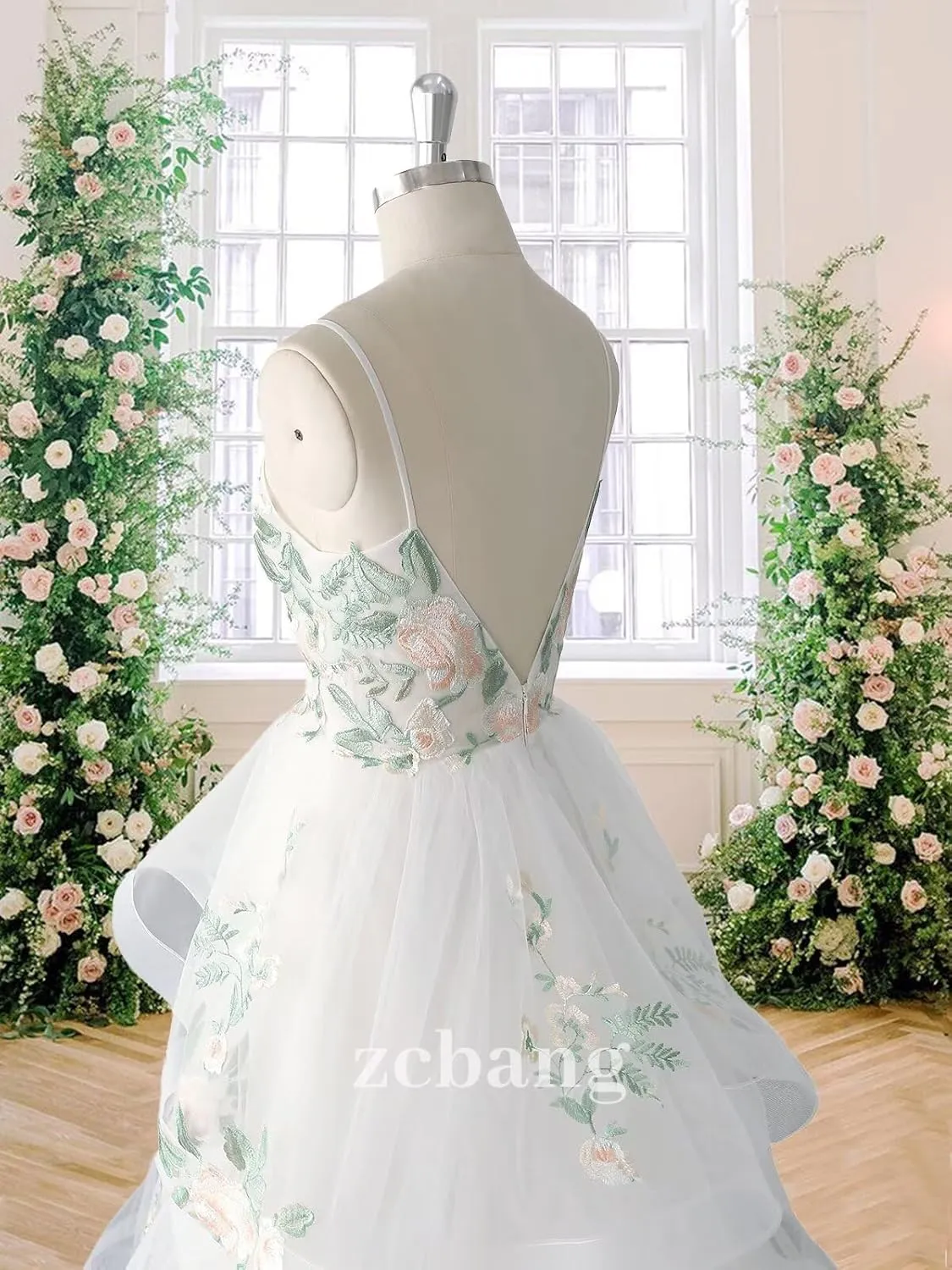 zcbang Lace Wedding Dresses for Bride Fairy Forest Colorful Elegant Bridal Dresses with Train