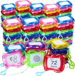 Zhehao 72 Pack Mini Magnetic Drawing Board for Kids, Backpack Keychain Clip Drawing Boards Erasable Doodle Sketch Writing Pad for Kids Birthday Party Favors, Prizes, Goodie Bag Fillers, Gift Bag Toys