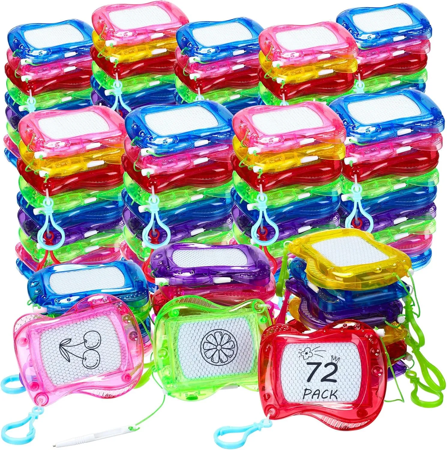 Zhehao 72 Pack Mini Magnetic Drawing Board for Kids, Backpack Keychain Clip Drawing Boards Erasable Doodle Sketch Writing Pad for Kids Birthday Party Favors, Prizes, Goodie Bag Fillers, Gift Bag Toys