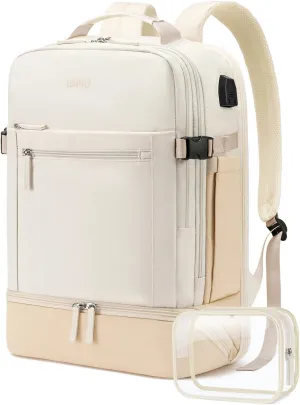 ZOMFELT Travel Backpack for Women, Flight Approved Carry on Backpack with Shoes Compartment & Wet Pocket, Water Resistant 17inch Laptop Bag with USB Charging Port for College Weekender Hiking Trip